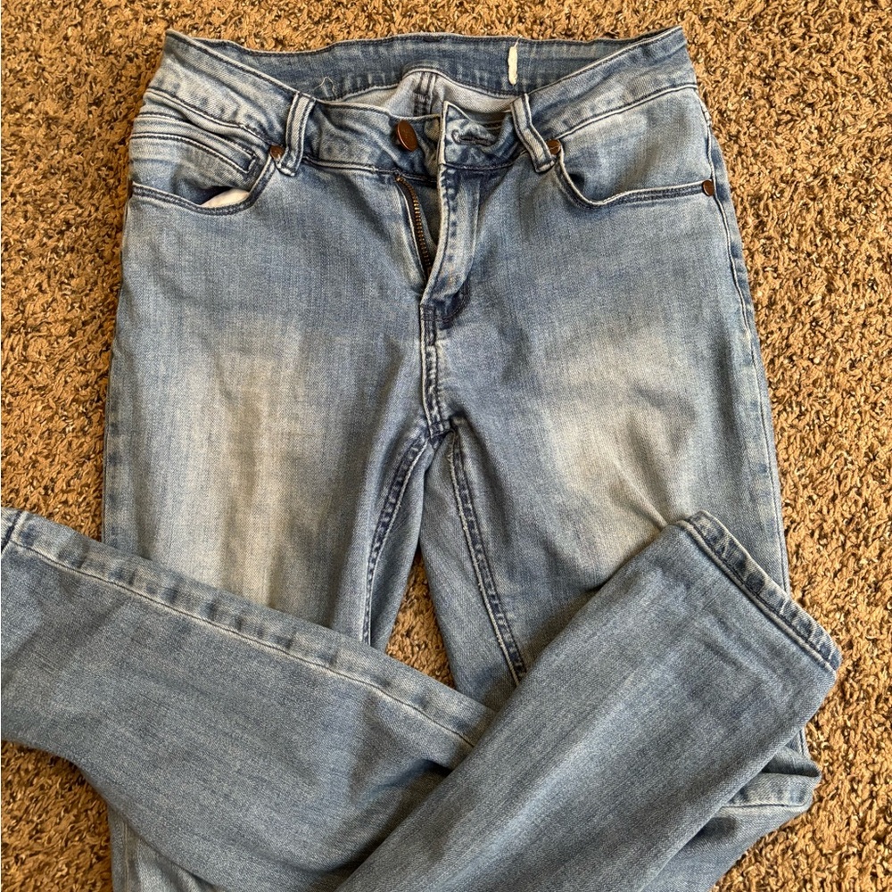 Barbell mid rise skinny jeans